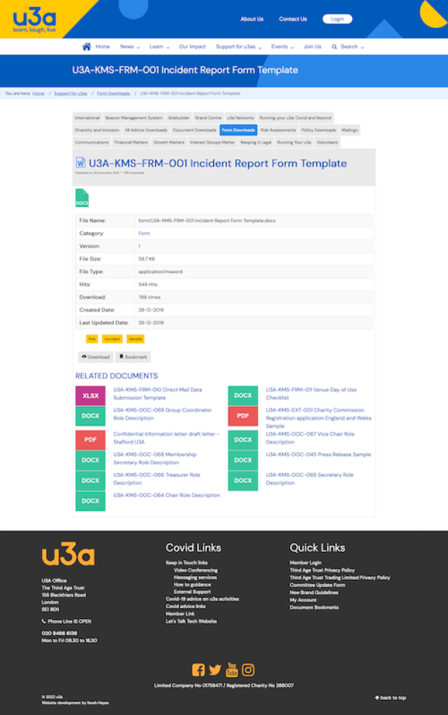 U3A - eDocman document details page with related documents