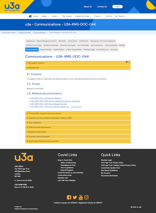 U3A - advice area information