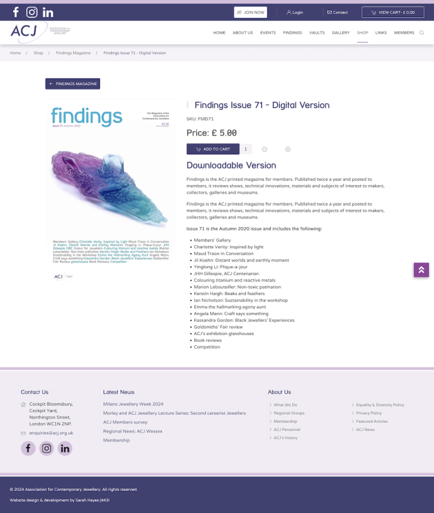 Findings Shop Product Page