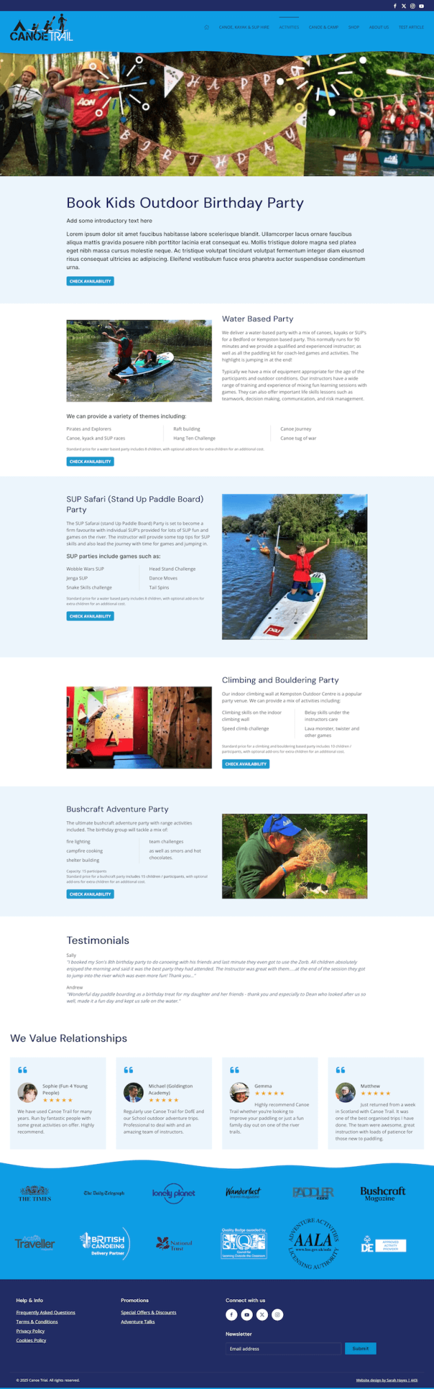 Book kids outdoor birthday party