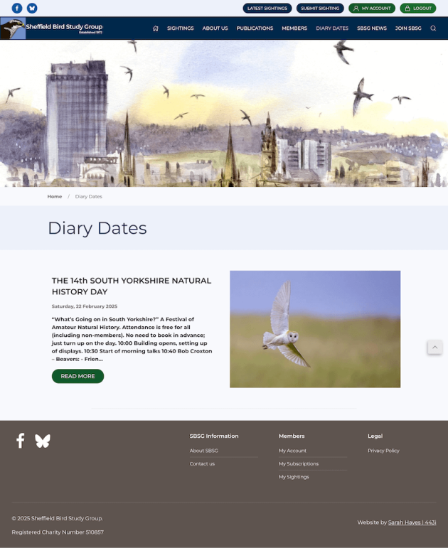 Diary Dates custom Yootheme template layout