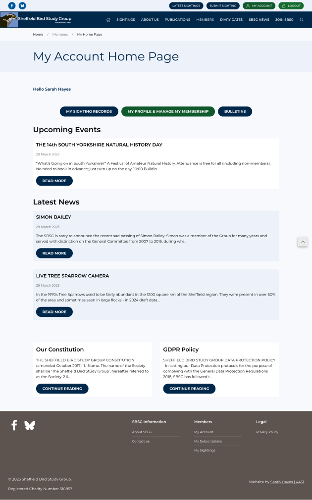 My Account Pome Page