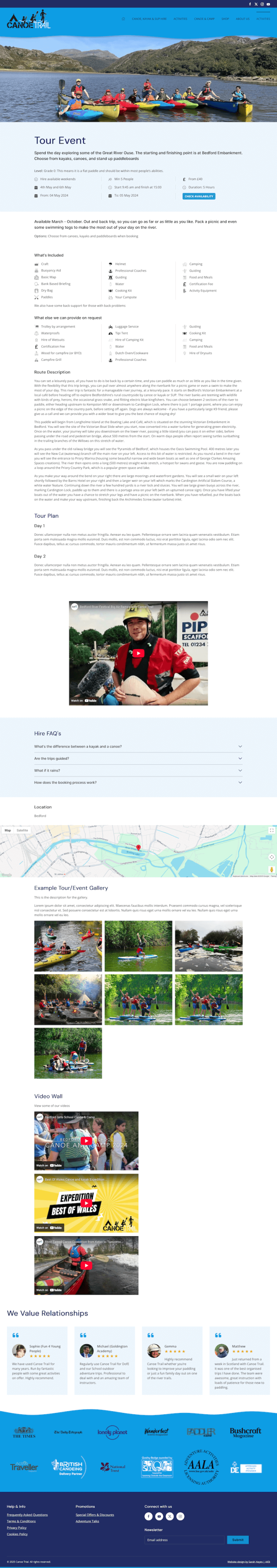 Canoe Trail Event showing all custom fields