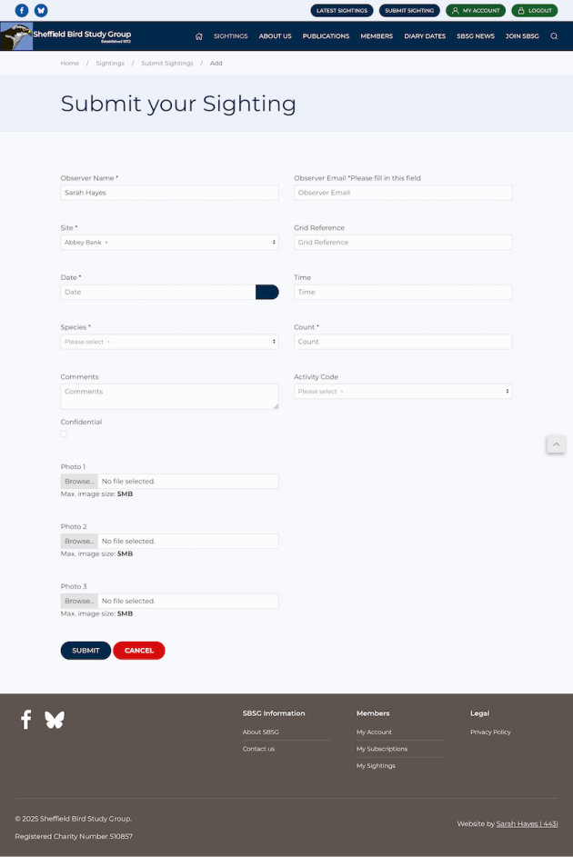 Submit your Sighting form
