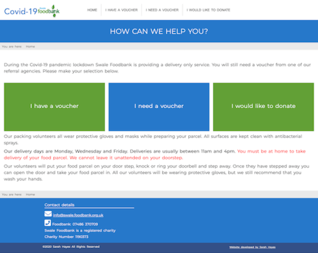 Swale Foodbank Covid 19 home page